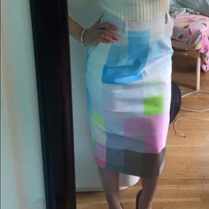 Preen pastel white color block pencil skirt